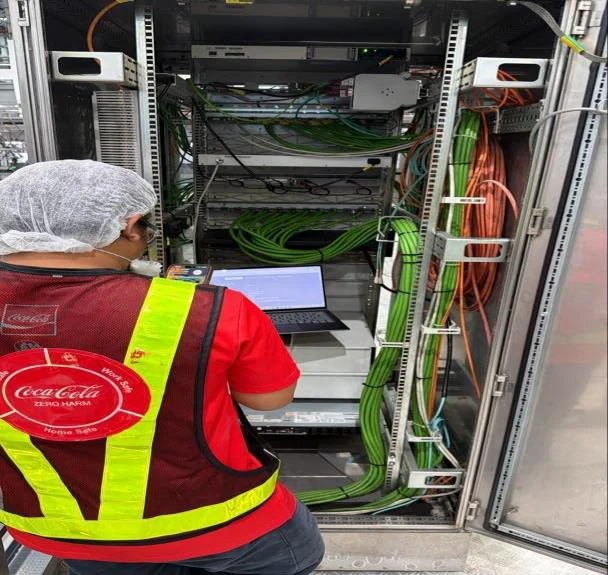 Network rack installation — TAS team photograph